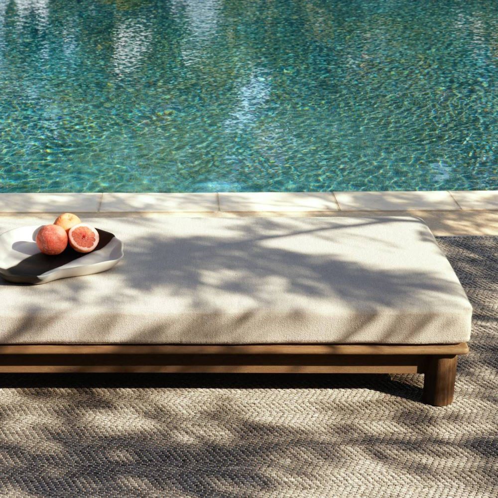 Caldwell 15 inch Porpoise and Weathered Teak Outdoor Ottoman