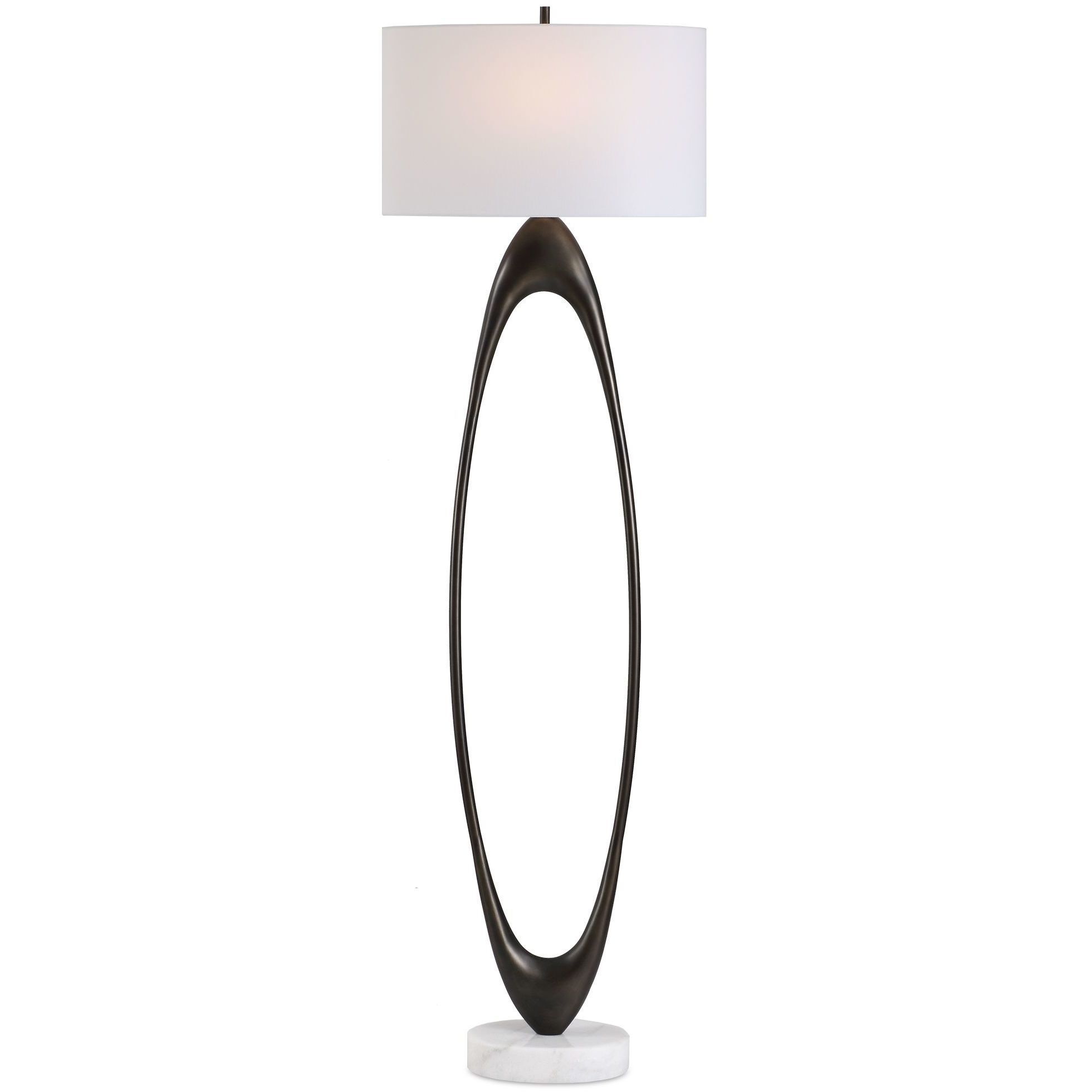 Sonic 65 inch 150 watt Dark Bronze and White Marble with Antique Brass Floor Lamp Portable Light