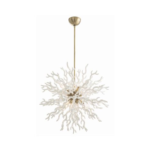 Diallo 8 Light 30 inch White Lacquer and Brushed Brass Chandelier Ceiling Light, Large