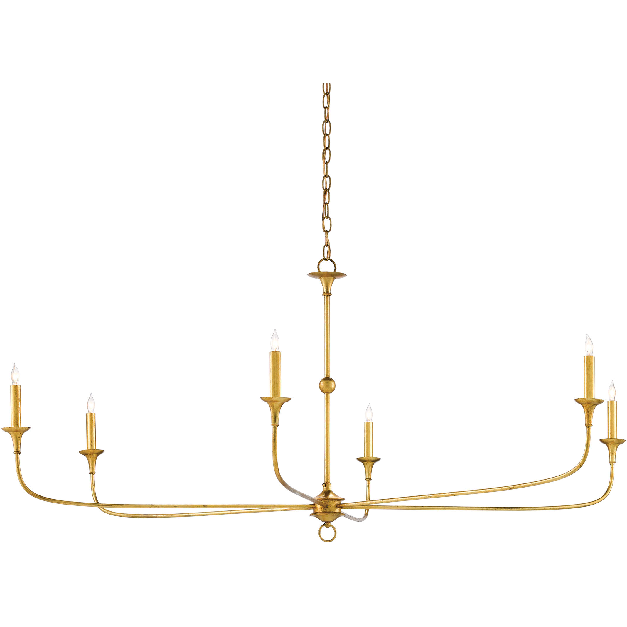 Nottaway 6 Light 61 inch Contemporary Gold Leaf Chandelier Ceiling Light, Large