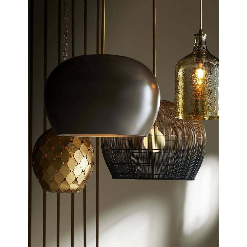 Swami 1 Light 22 inch Natural and Black Ombre with Antique Brass Pendant Ceiling Light, Small