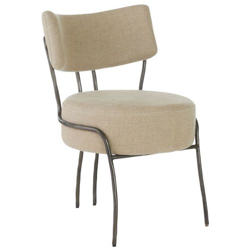 Enid Oatmeal Linen and Natural Iron Chair