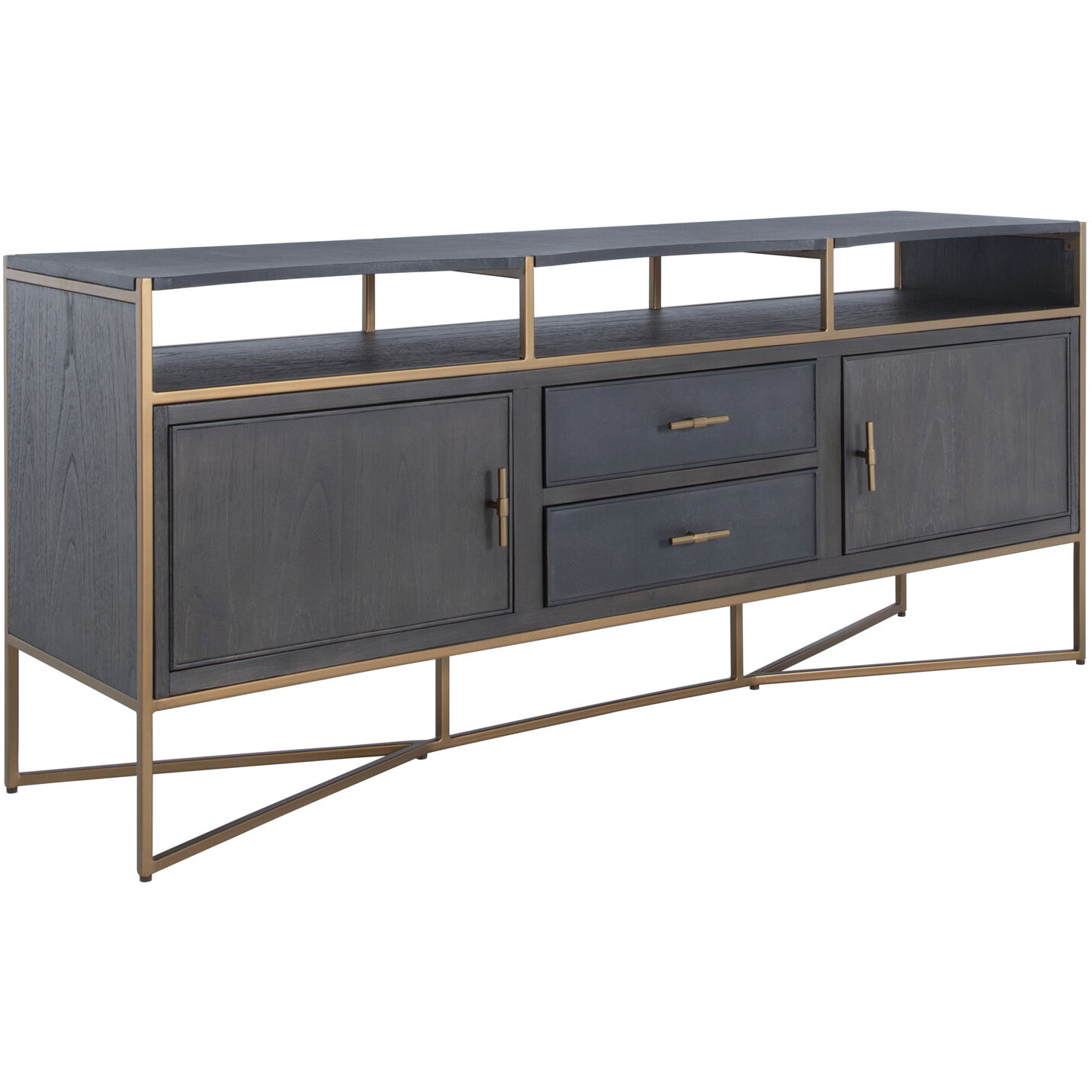 Jameson Natural Black / Black Faux Shagreen / Stained Gold Cabinet