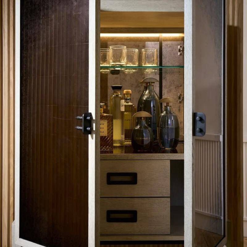 Jermaine Antiqued Amber and Smoke with Bronze Cocktail Cabinet