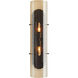 Bend 2 Light 6 inch Blackened Steel Sconce Wall Light in Rippled Amber Glass