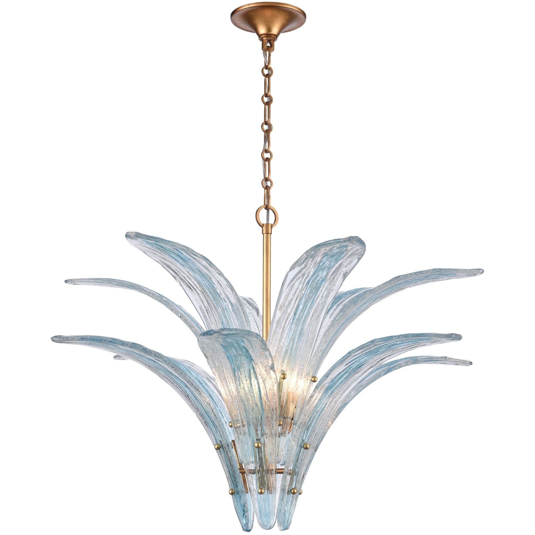 Fiore 6 Light 32.25 inch Antique Gold Leaf Semi Flush Ceiling Light
