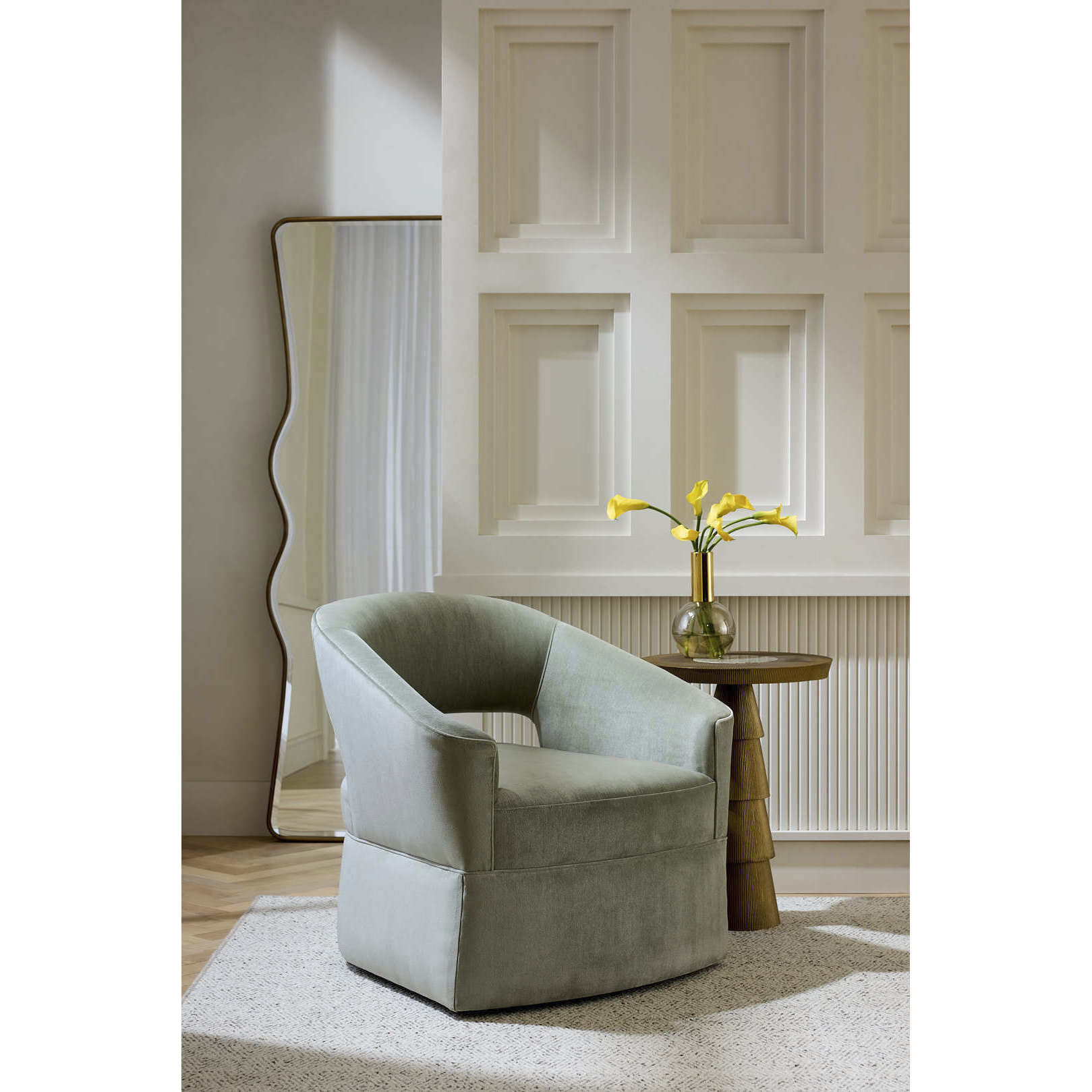 Lana Sage and Blackened Iron Lounge Chair