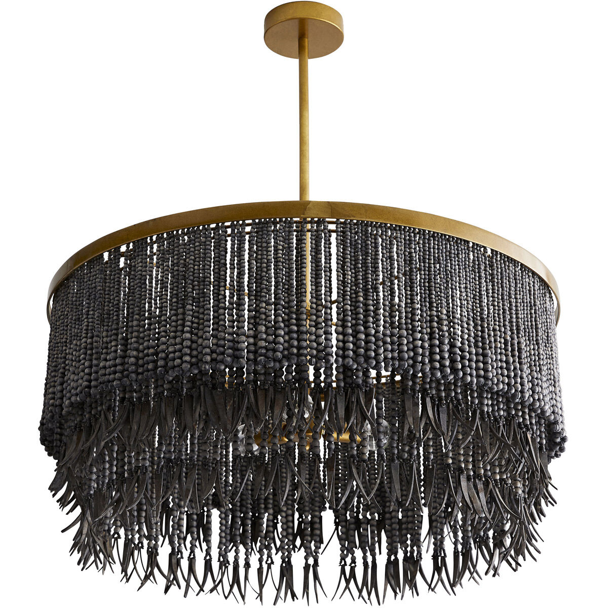 Baja 3 Light 30 inch Antique Brass Chandelier Ceiling Light in Dark Gray Wash Coco Beads