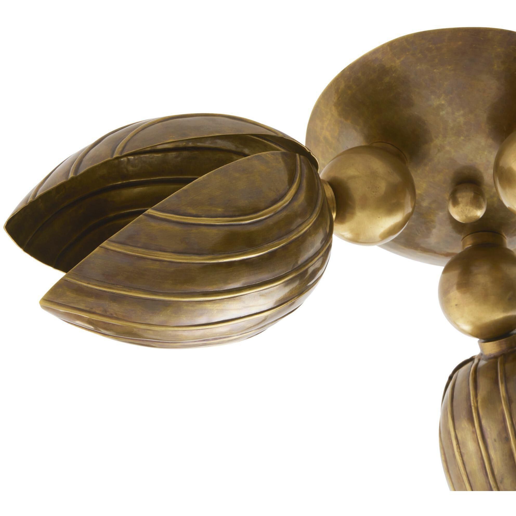 Inessa 3 Light 24 inch Vintage Brass Flush Mount Ceiling Light