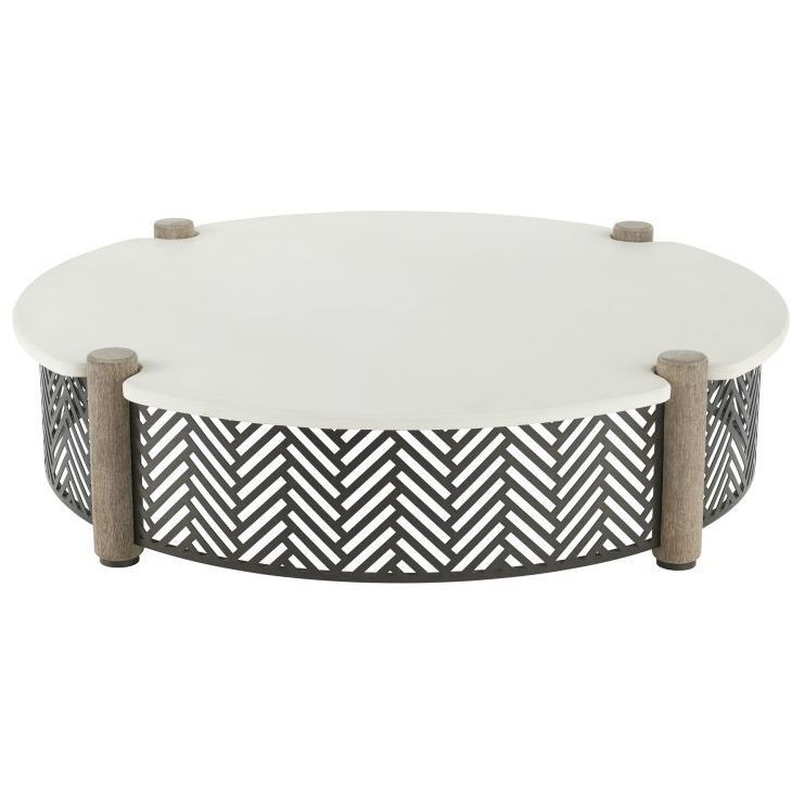 Emoto 50.5 inch White and Aged Bronze with Willow Outdoor Coffee Table