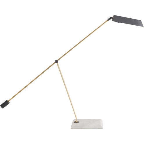 Devin 23 inch 9.00 watt Antique Brass and Bronze with White Marble Desk Lamp Portable Light