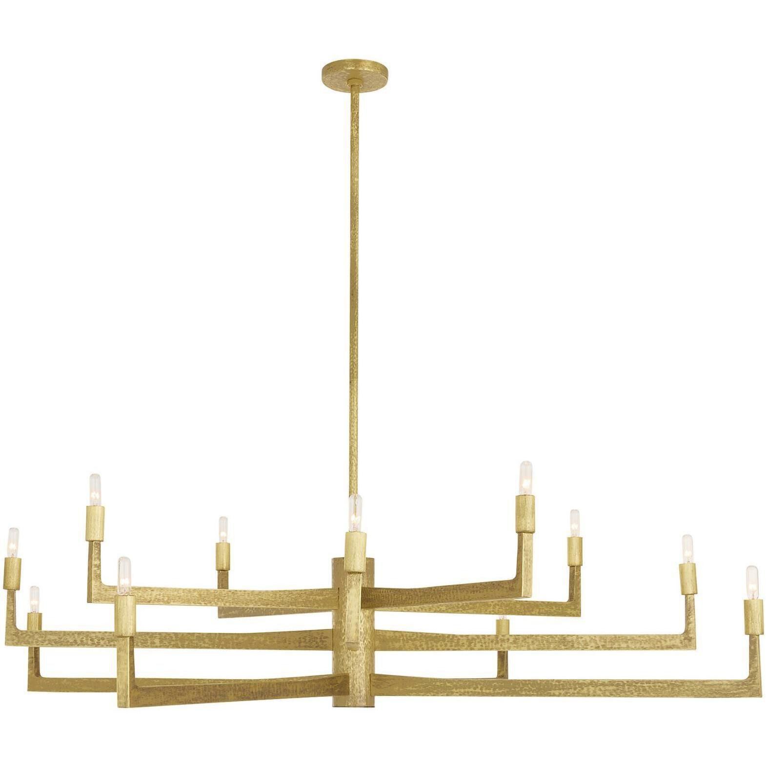 Griff 12 Light 56 inch Antique Brass Chandelier Ceiling Light, Large