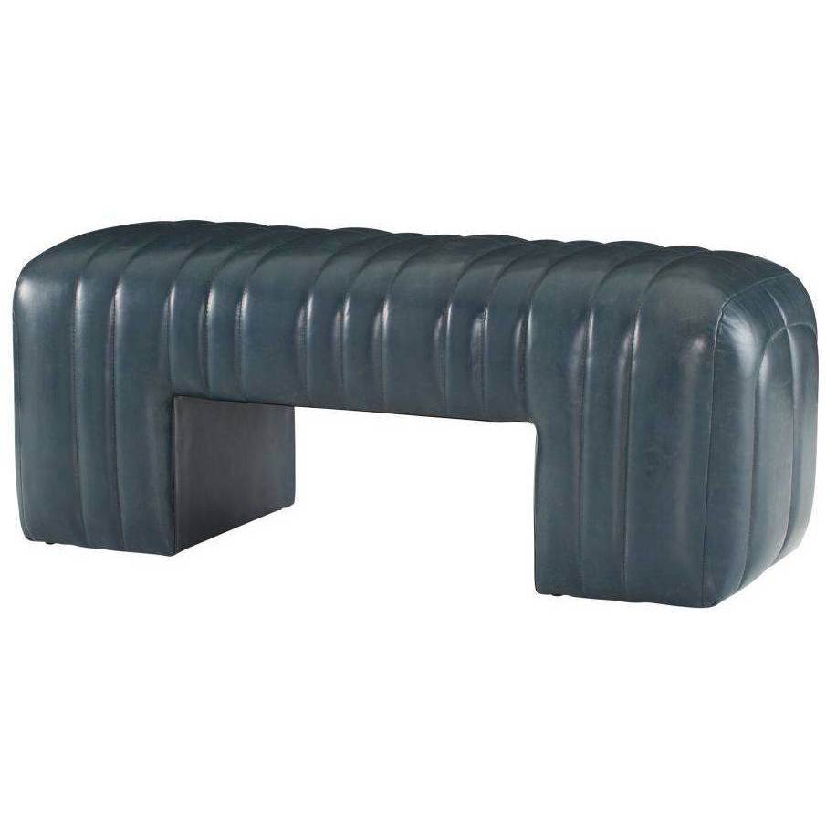 Hastings Distressed Storm Leather Bench