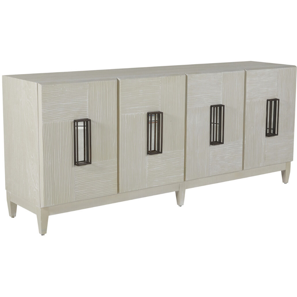 Tilden Cerused White / Antique Bronze / Antique Mirror Cabinet