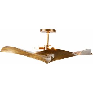 Daniella 3 Light 34 inch Vintage Brass Flush Mount Ceiling Light
