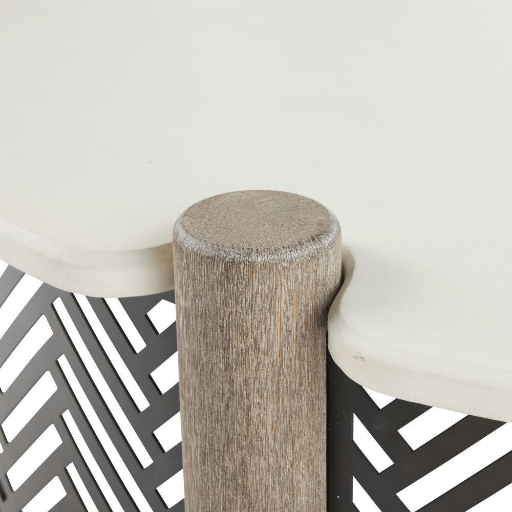 Emoto 50.5 inch White and Aged Bronze with Willow Outdoor Coffee Table