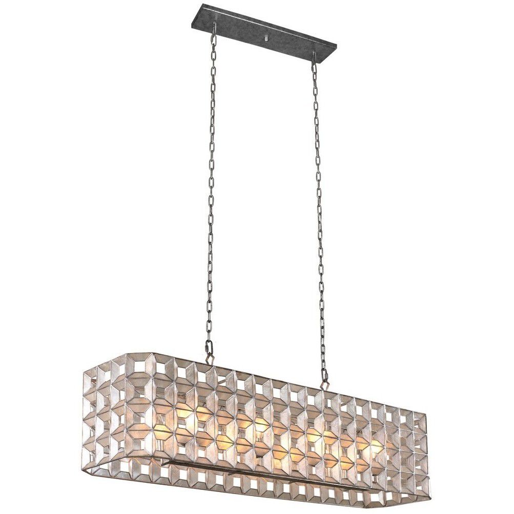 Prado Island Linear Ceiling Light in Oxidized Silver Leaf