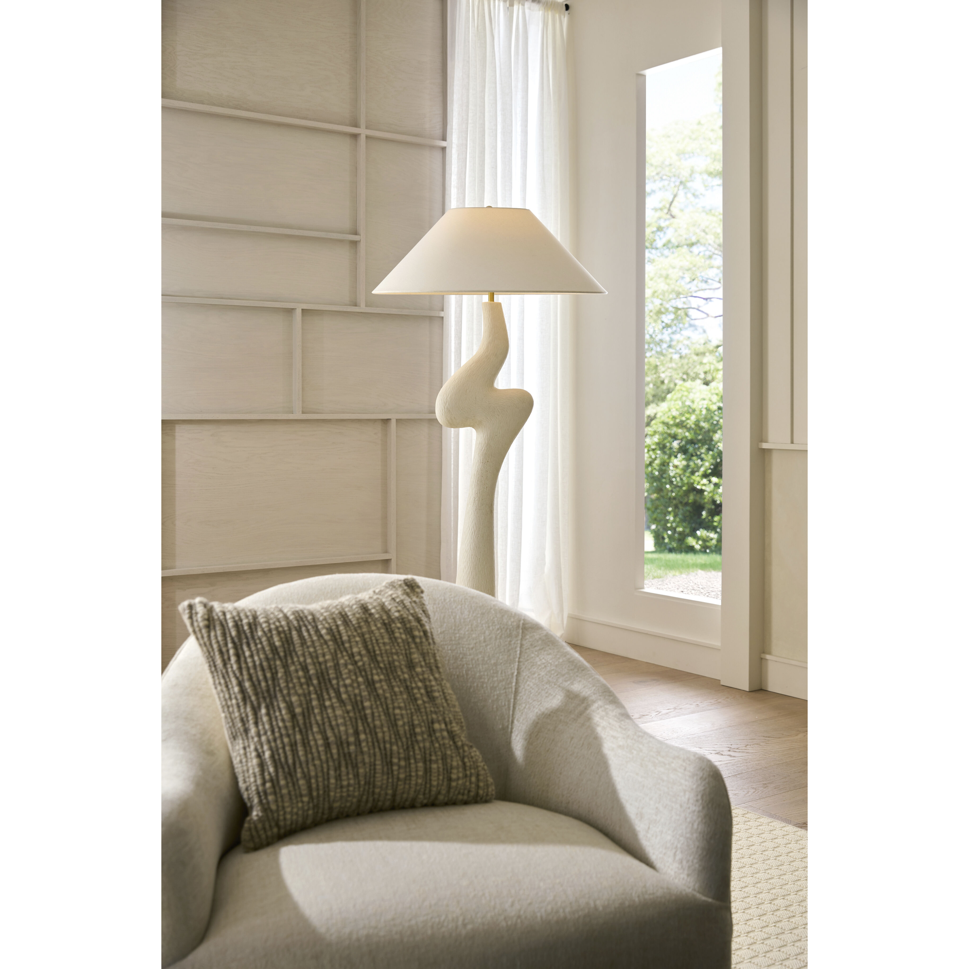 Nicolette 69.5 inch 150.00 watt Ivory and Antique Brass Floor Lamp Portable Light