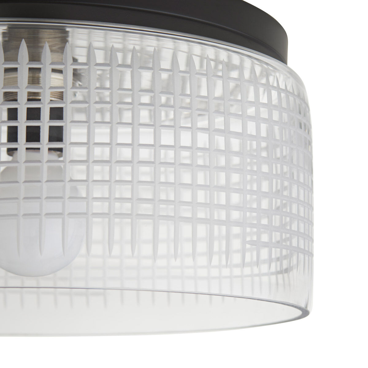 Cut 1 Light 16 inch Blackened Steel Flush Mount Ceiling Light, Large