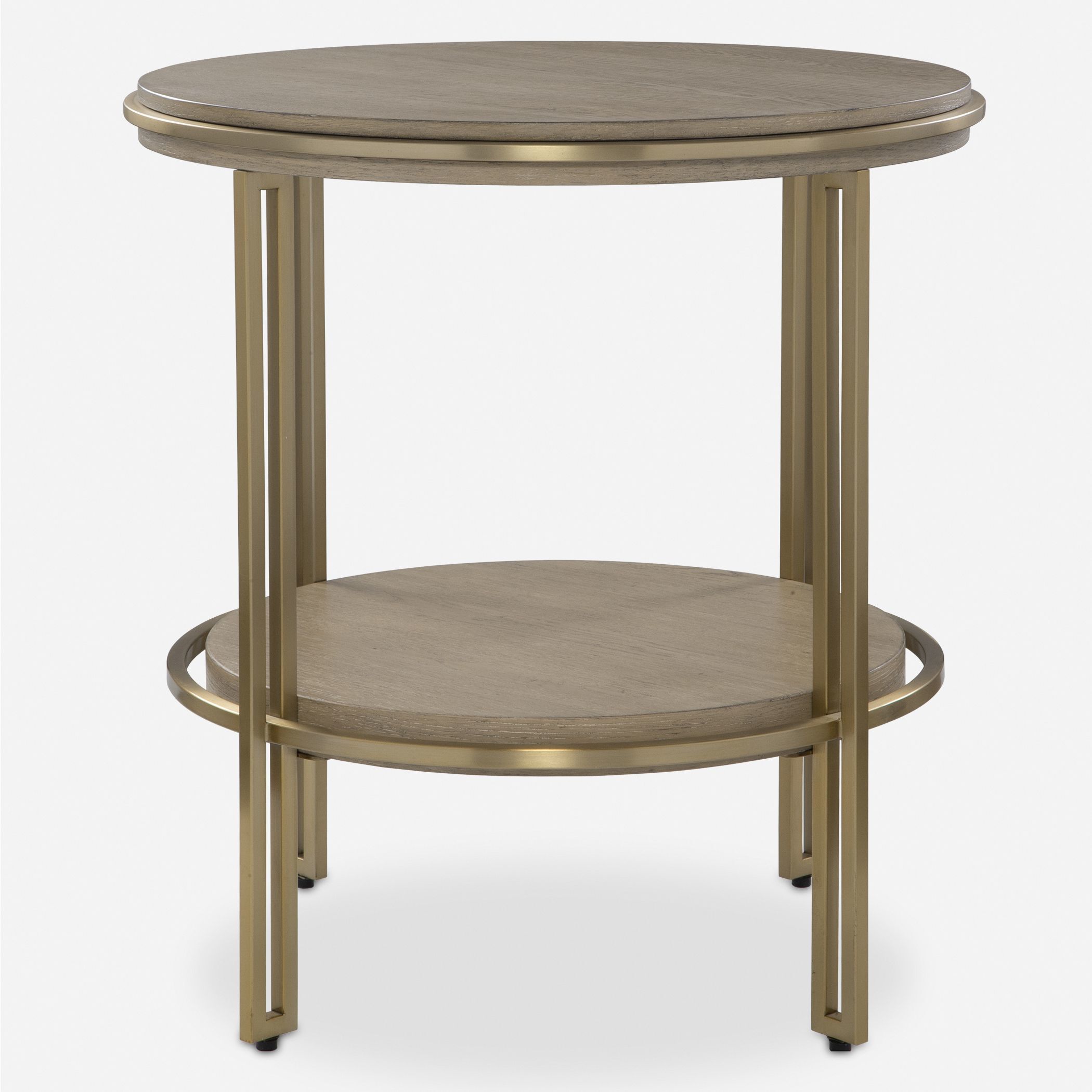 Elise 23 X 22 inch Light Oak and Brushed Brass Side Table