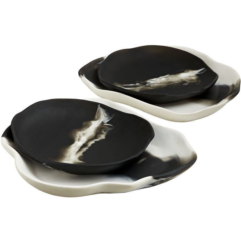 Hollie Black & White Trays, Set of 2