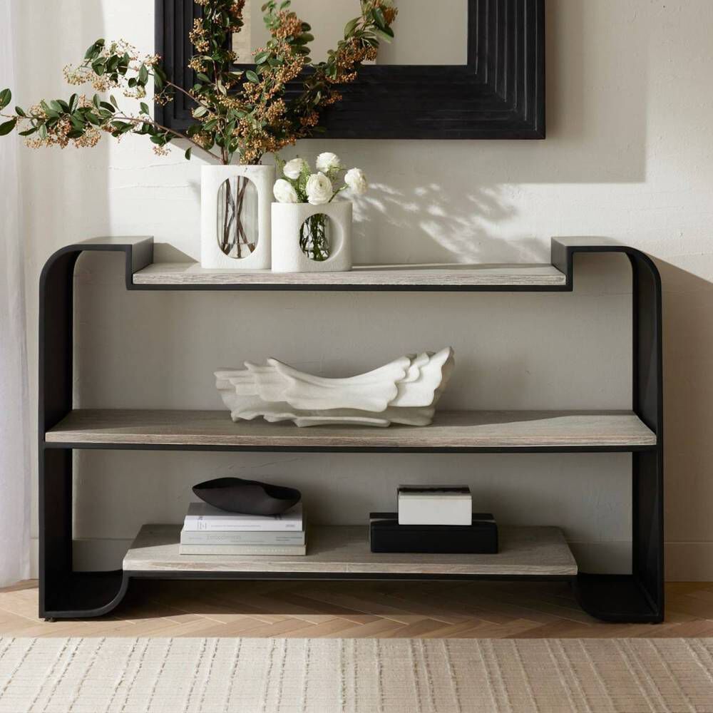 Epton Smoke Mango Wood and Blackened Bronze Bookshelf