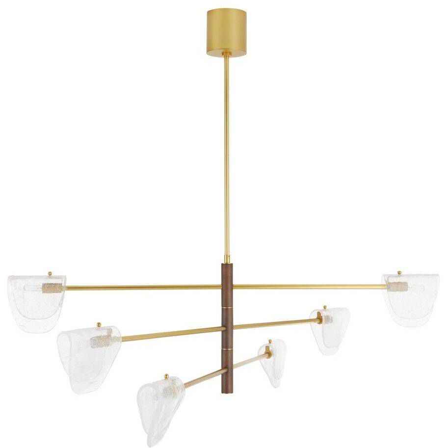 Hockless 6 Light 52 inch Antique Brass and Walnut Chandelier Ceiling Light