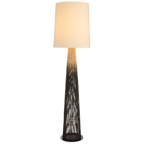Florence 68 inch 60.00 watt Black and Natural Buri Midrib with Bronze Floor Lamp Portable Light