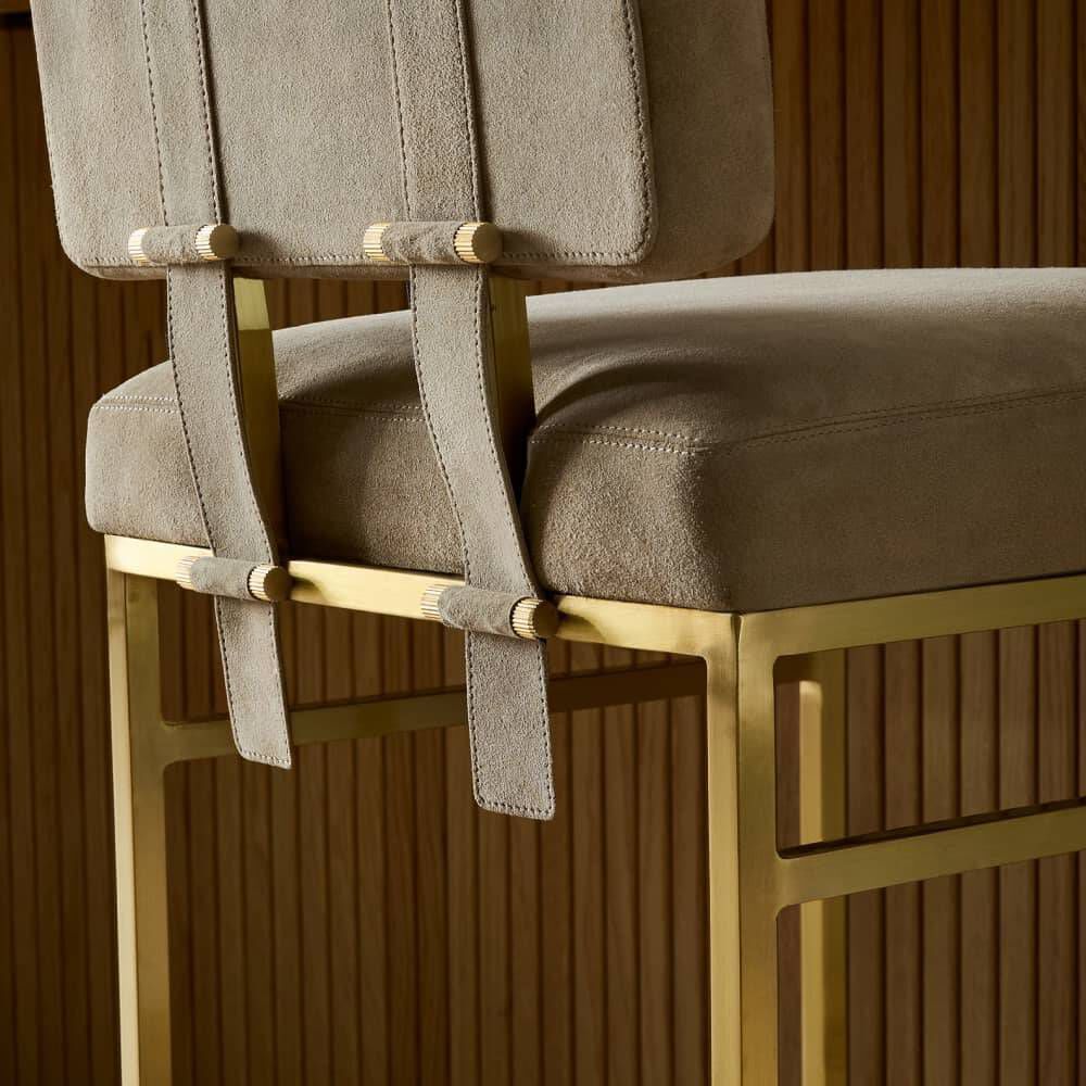 Laney 35 inch Taupe and Antique Brass Counter Stool