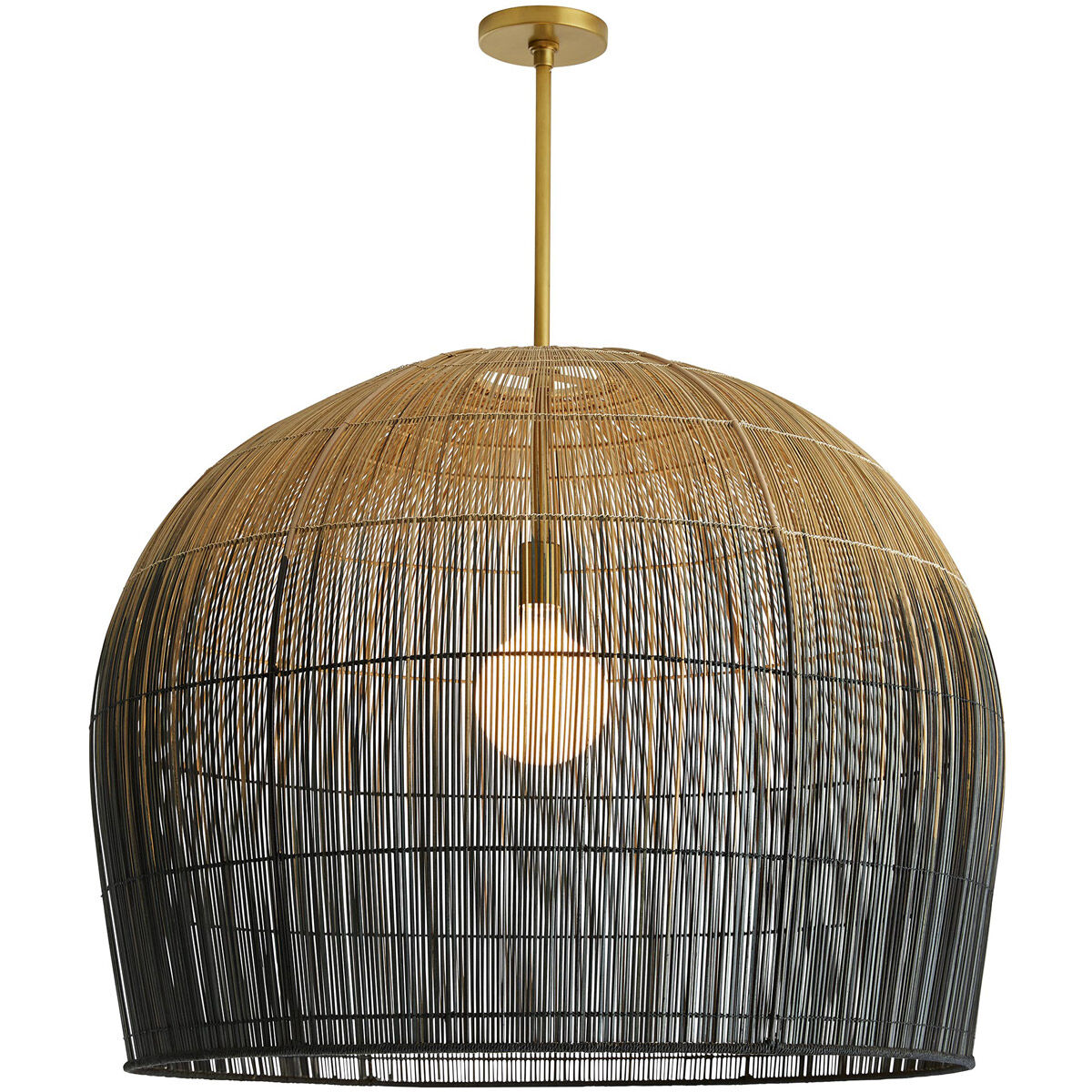 Swami 1 Light 32 inch Natural and Black Ombre with Antique Brass Pendant Ceiling Light, Large