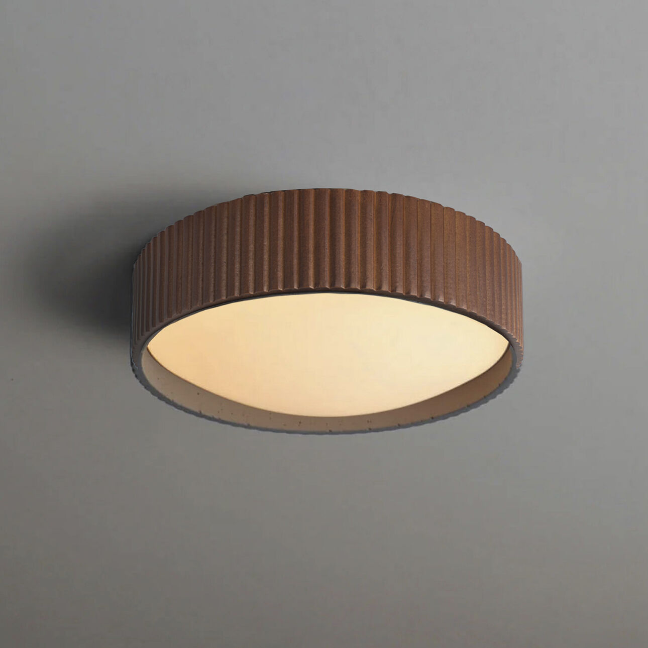 Tambo LED 14 inch Weathered Brass and Walnut Flush Mount Ceiling Light