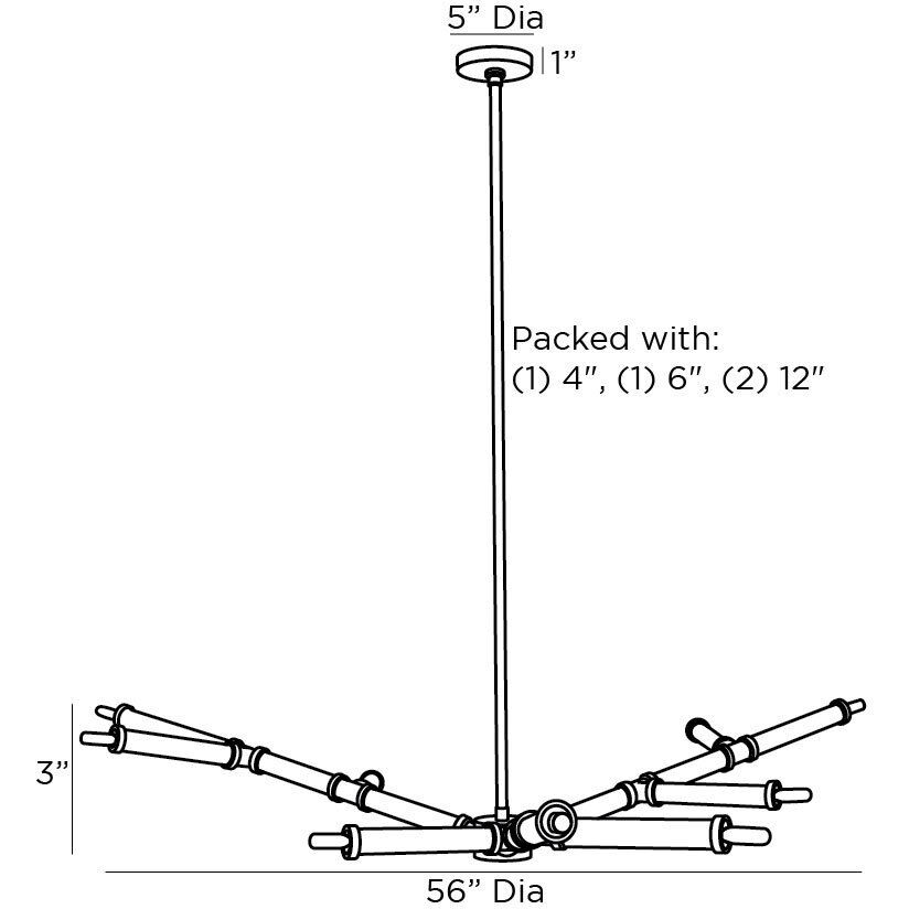 Paden 9 Light 56 inch Charcoal Chandelier Ceiling Light
