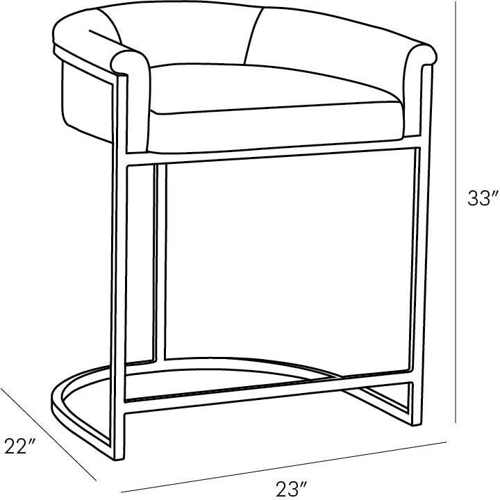 Calvin 33 inch White/Antique Brass Counter Stool