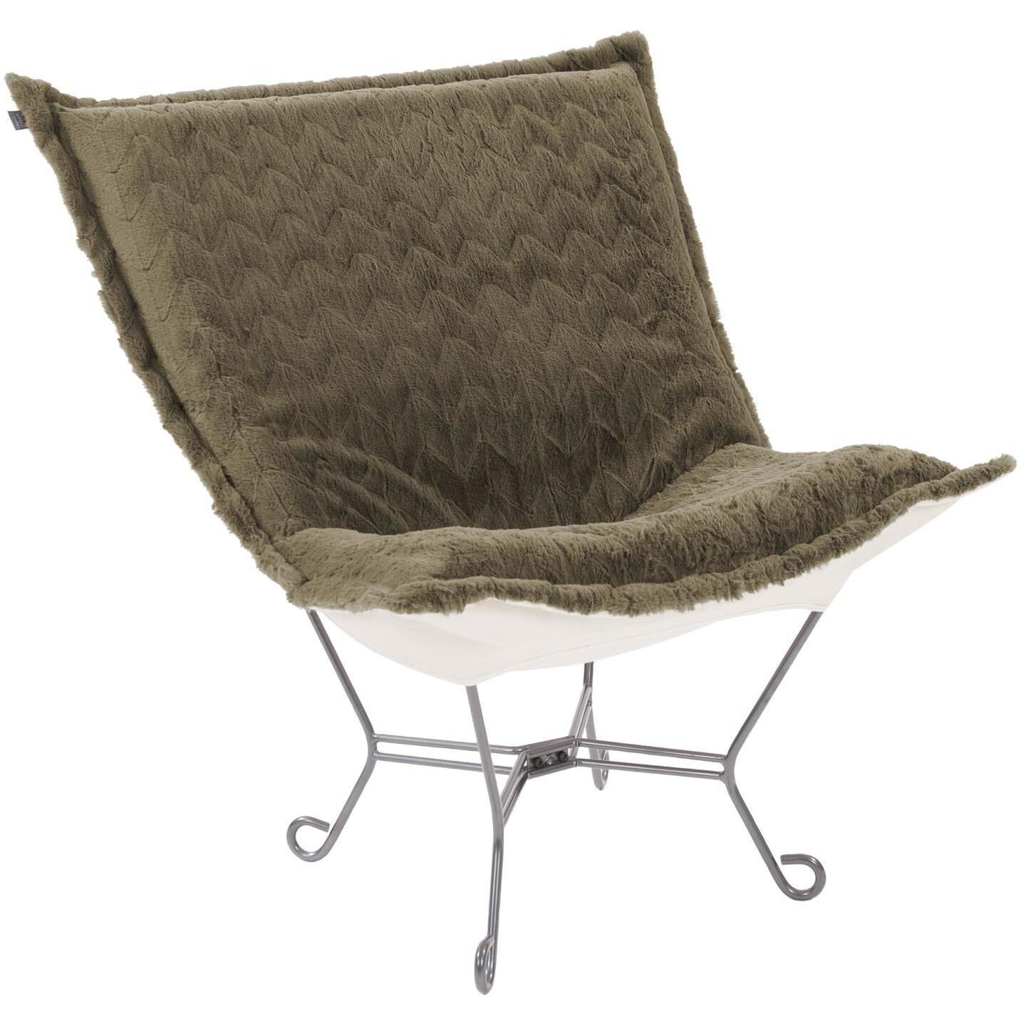 Puff Angora Moss Scroll Chair with Cover