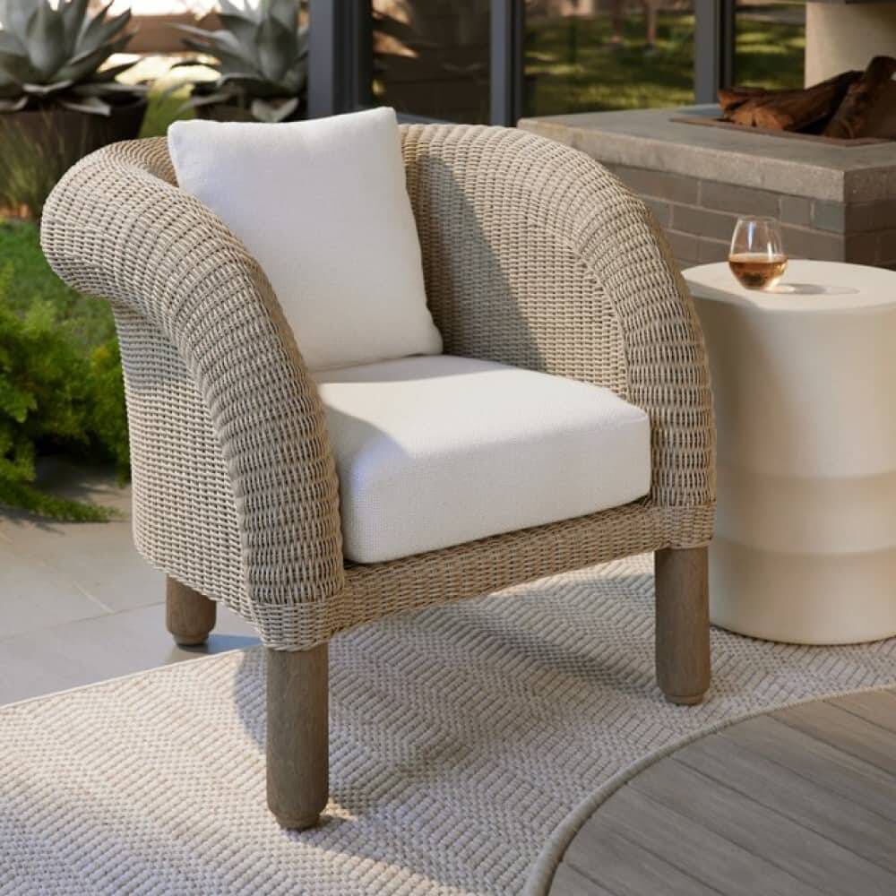 Fielder Pearl and Dune with Wheat Outdoor Lounge Chair