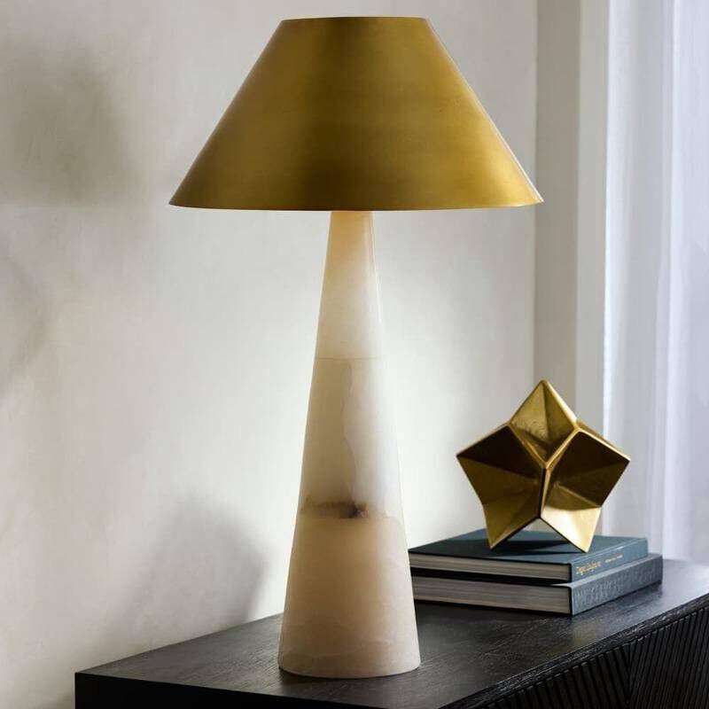 Chanell 30 inch 100.00 watt White Alabaster Table Lamp Portable Light