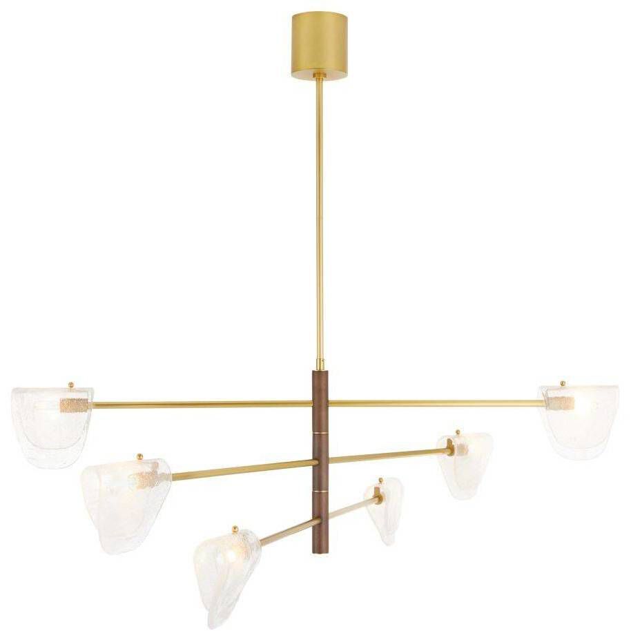 Hockless 6 Light 52 inch Antique Brass and Walnut Chandelier Ceiling Light
