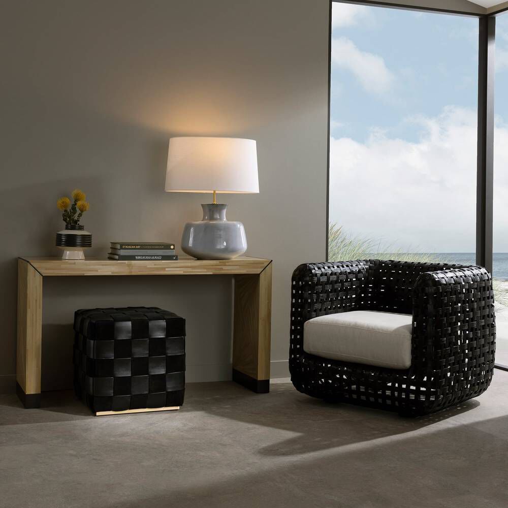 Tabor 27 inch Frosted Blue Reactive Table Lamp Portable Light