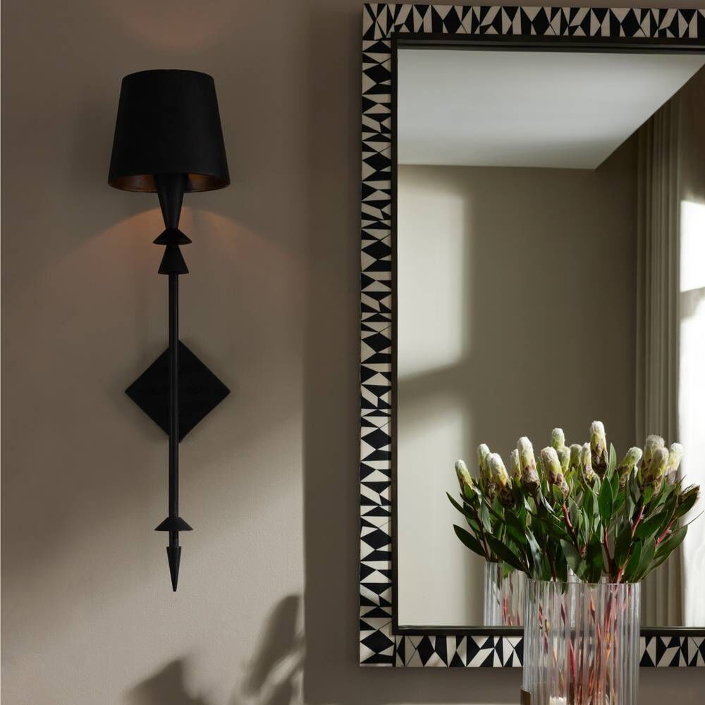 Anton 1 Light 8 inch Black Gesso Sconce Wall Light