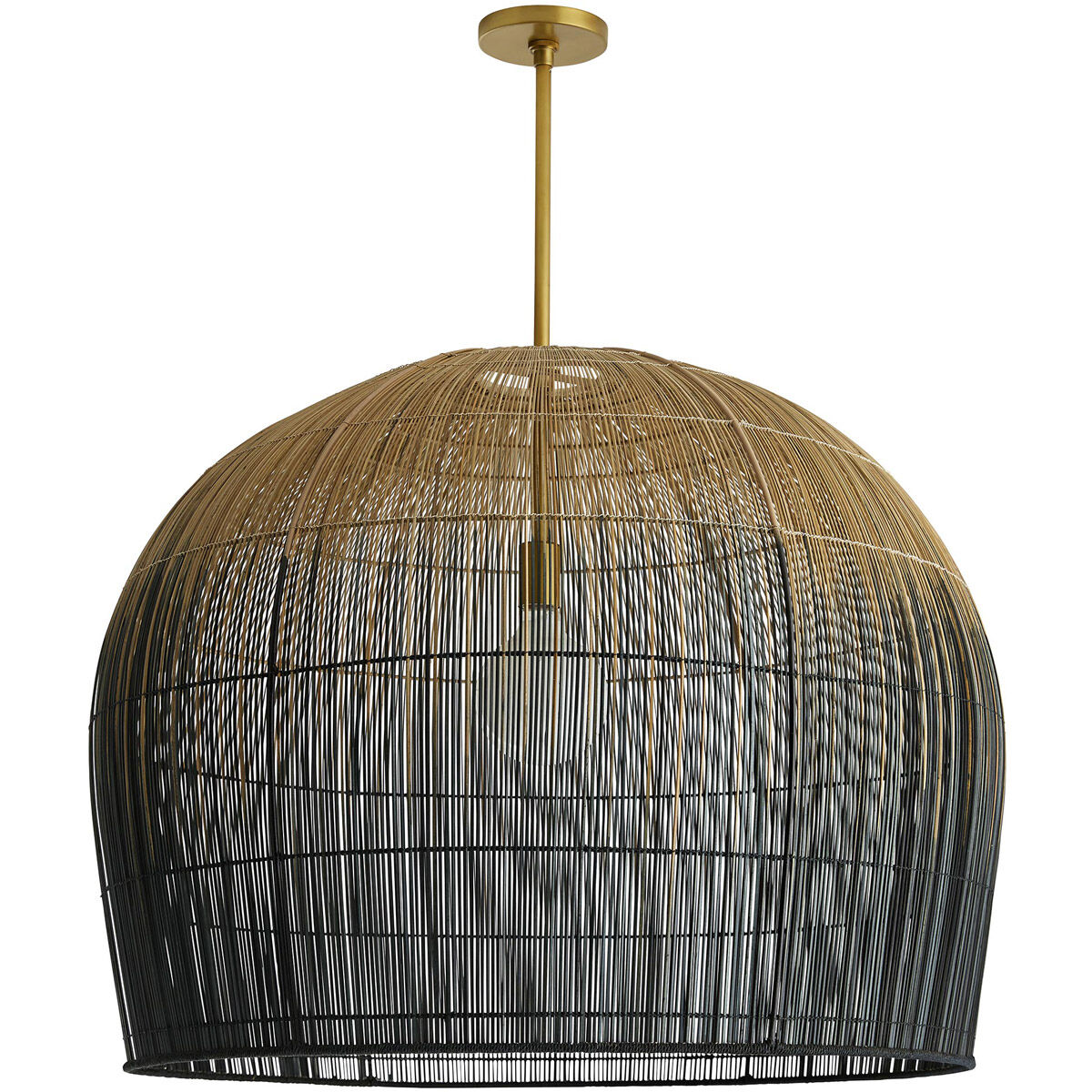 Swami 1 Light 32 inch Natural and Black Ombre with Antique Brass Pendant Ceiling Light, Large