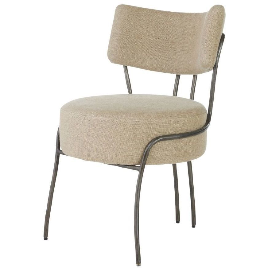 Enid Oatmeal Linen and Natural Iron Chair