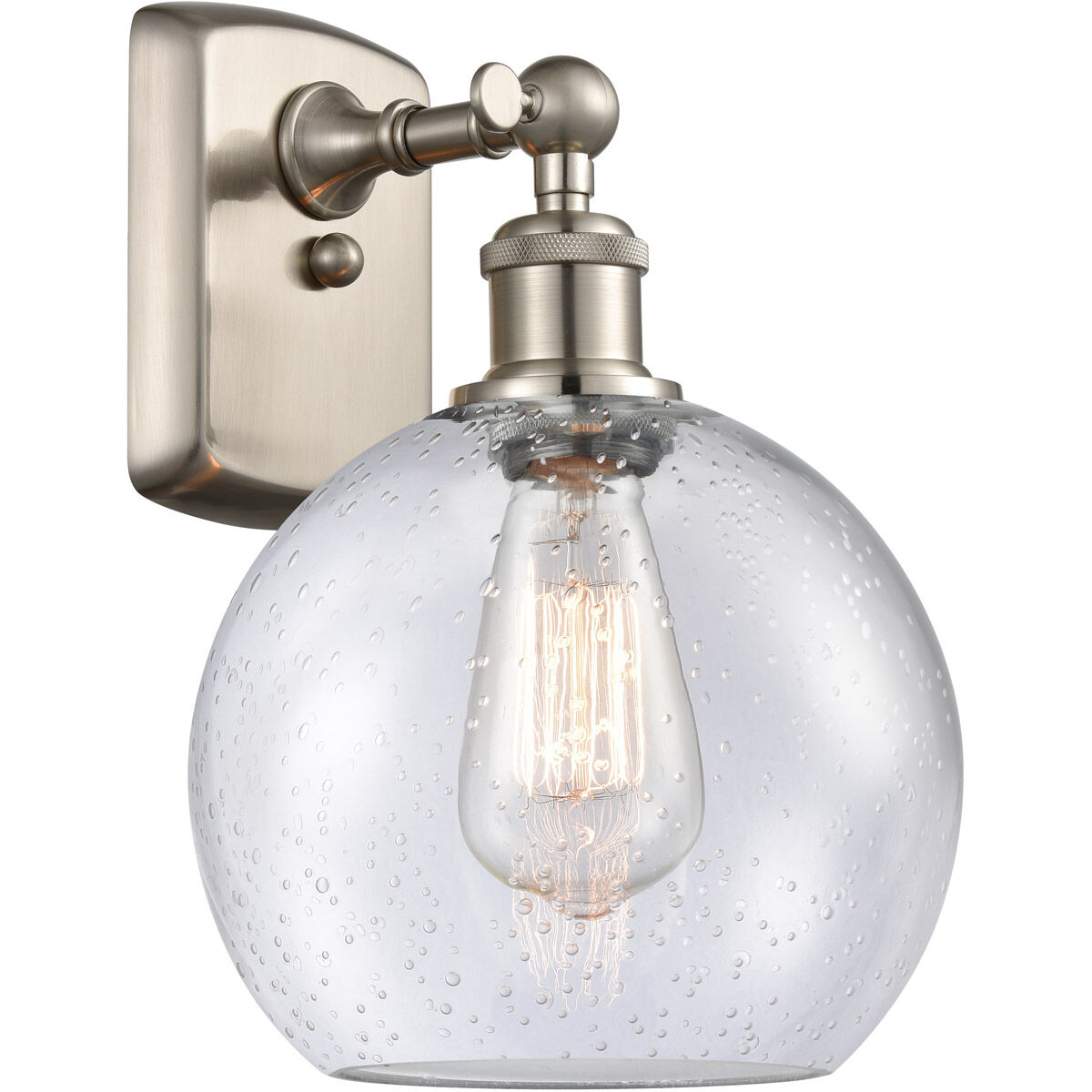 Ballston Athens LED 8 inch Brushed Satin Nickel Sconce Wall Light in Seedy Glass, Ballston