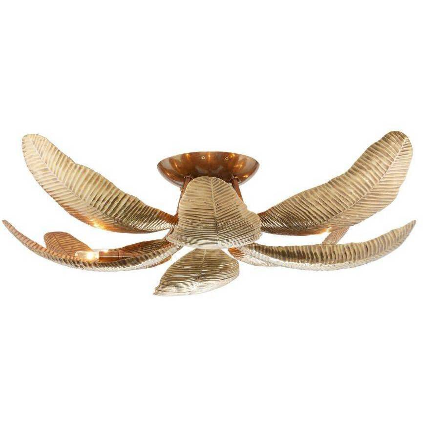 Farah 8 Light 44 inch Vintage Brass Flush Mount Ceiling Light