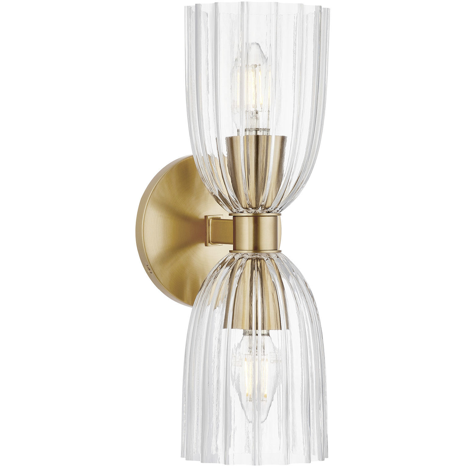 Transitional 2 Light 5 inch Natural Brass Wall Sconce Wall Light