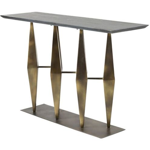 Dagmar 52 X 16 inch Matte Black Marble and Antique Gold Console