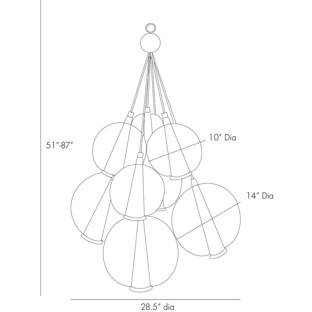 Caviar 8 Light 28.5 inch Polished Nickel Chandelier Ceiling Light, Adjustable Large Cluster