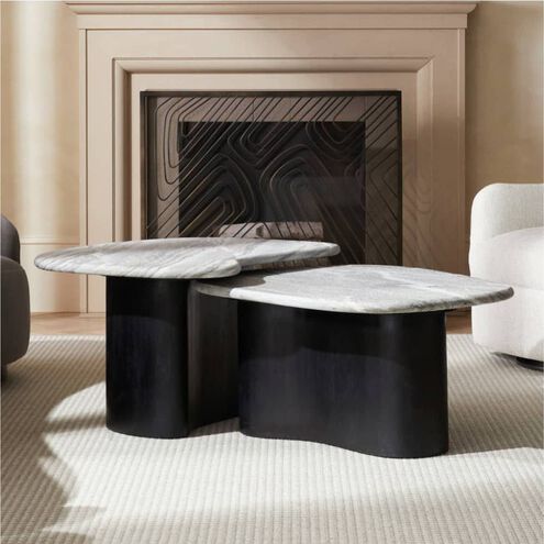 Melt 35 X 17 inch Ebony and Galaxy Marble Coffee Tables, Set of 2