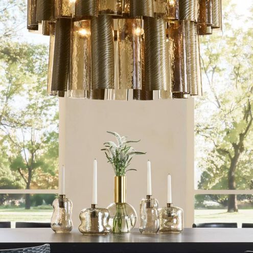 Faramond 10 Light 35 inch Vintage Brass and Hammered Smoke Slump Glass Chandelier Ceiling Light