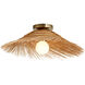 Hayes 1 Light 19 inch Natural and Antique Brass Flush Mount Ceiling Light