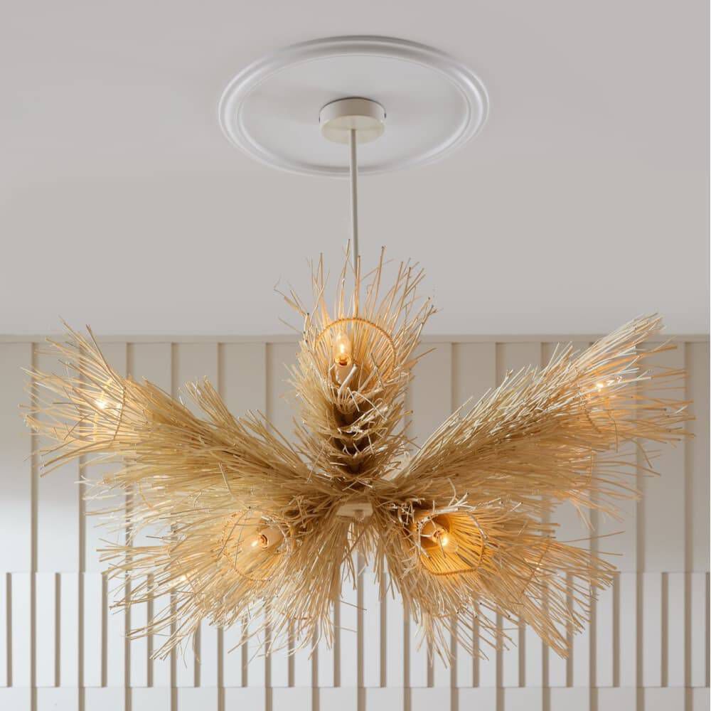 Kauai 12 Light 52 inch Bleached Rattan and White Chandelier Ceiling Light